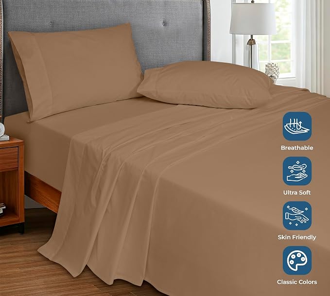 Royale Linens 100% Organic Cotton King Flat Sheet Only - Image 4