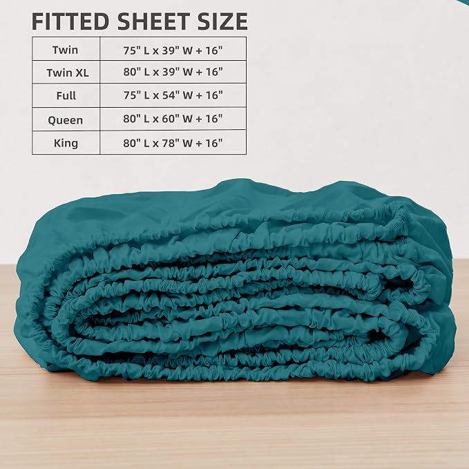 HBHLFZ Twin Fitted Sheet Only, Soft Breathable Bottom Sheet - Image 2