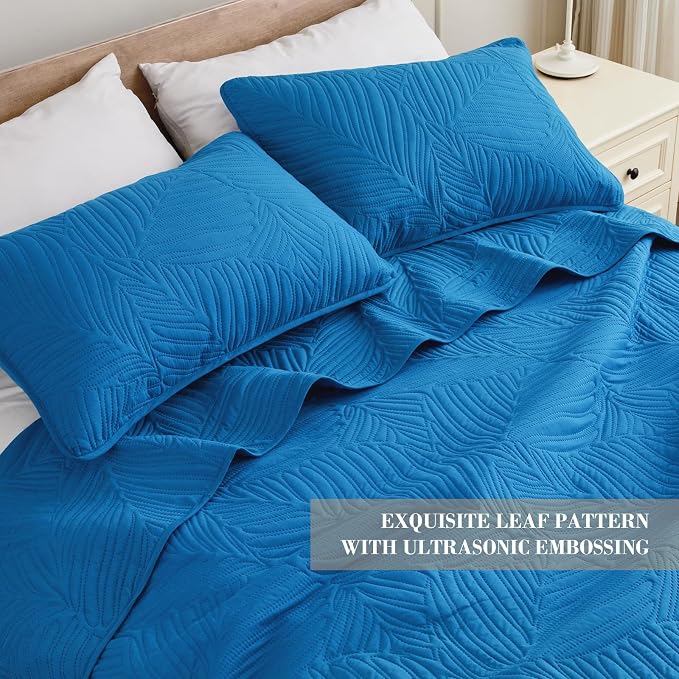 Exclusivo Mezcla Twin Quilt Bedding Set, Lightweight Royal Blue Quilts Twin Size - Image 3