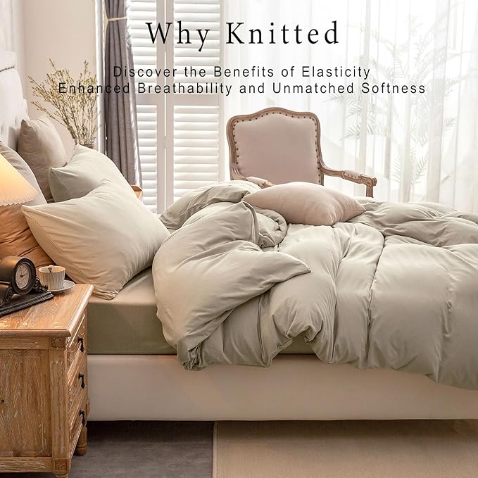 PURE ERA Jersey Knit Duvet Cover Set 100% T-Shirt Cotton Super Soft Comfy 3pc - Image 4
