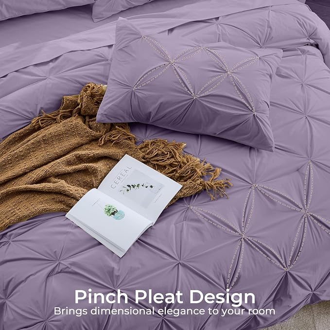 Sasttie Twin XL Comforter Set, 5-Piece Bed in a Bag, Pintuck Bedding Sets - Image 4