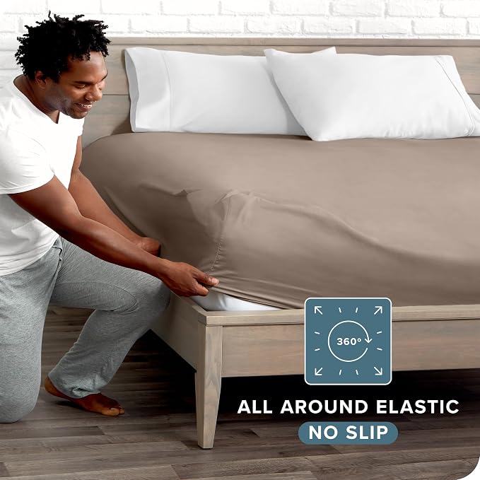 Bare Home Fitted Bottom Sheet Split King Size - Image 4