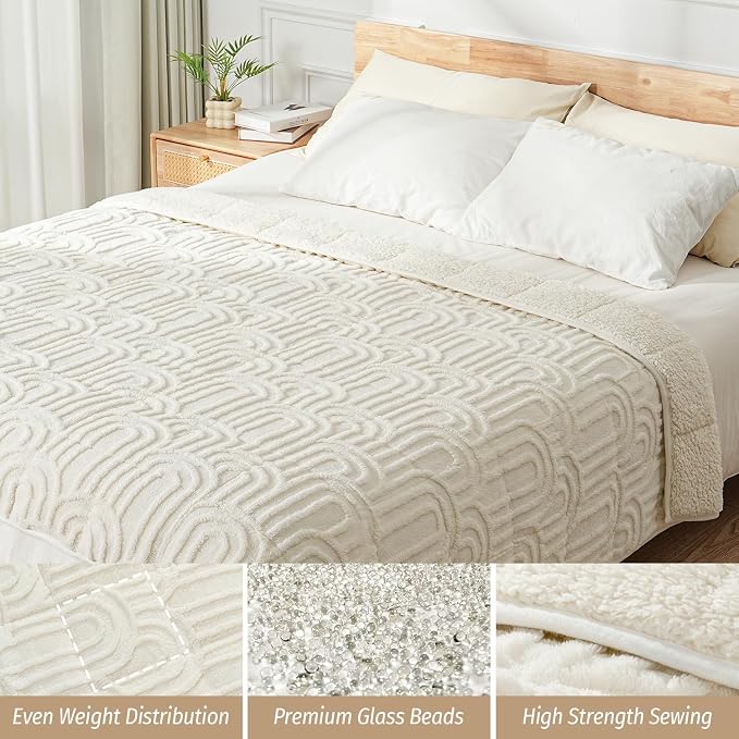 Wemore Jacquard Fleece Weighted Blanket King Size 80" x 87" 15lbs, Ultra Soft - Image 4