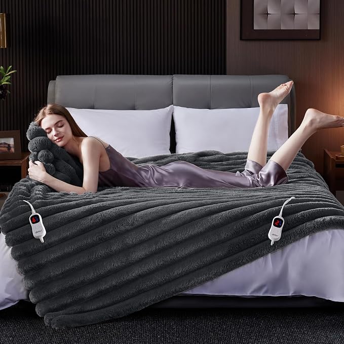 Heated Blanket Queen Size, Faux Fur Cozy Heating Blanket - Image 5