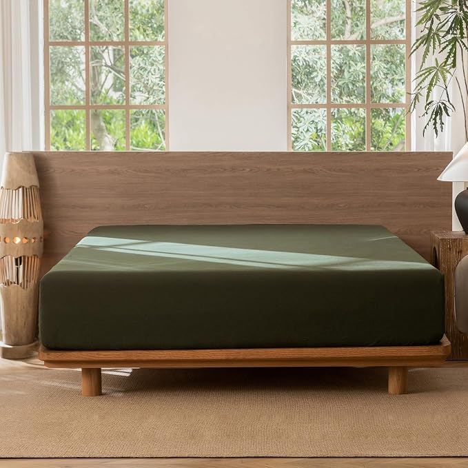 MooMee Fitted Bottom Sheet Only 100% Washed Cotton Linen Like Textured - Image 4