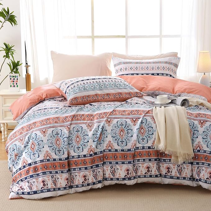 MUXHOMO Duvet Cover King Size, Reversible Floral Vintage Duvet Cover Set by MUXHOMO