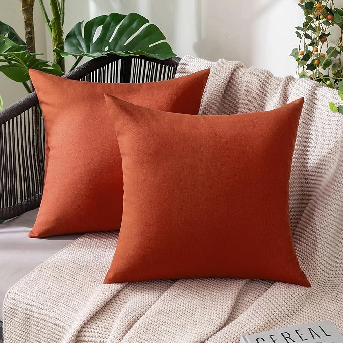 MIULEE Pack of 2 Decorative Outdoor Solid Waterproof Throw Pillow Covers Faux by MIULEE