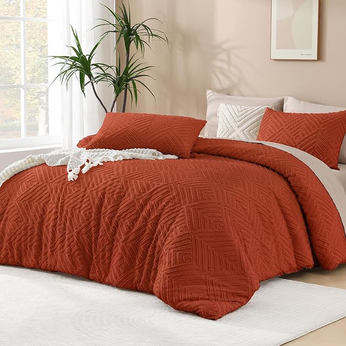 Andency Burnt Orange Oversized King Comforter 128''x120'', 3 Pieces Terracotta by Andency
