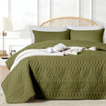 akkialla Full/Queen Size Quilt Bedding Set, Olive Green Lightweight Microfiber by akkialla