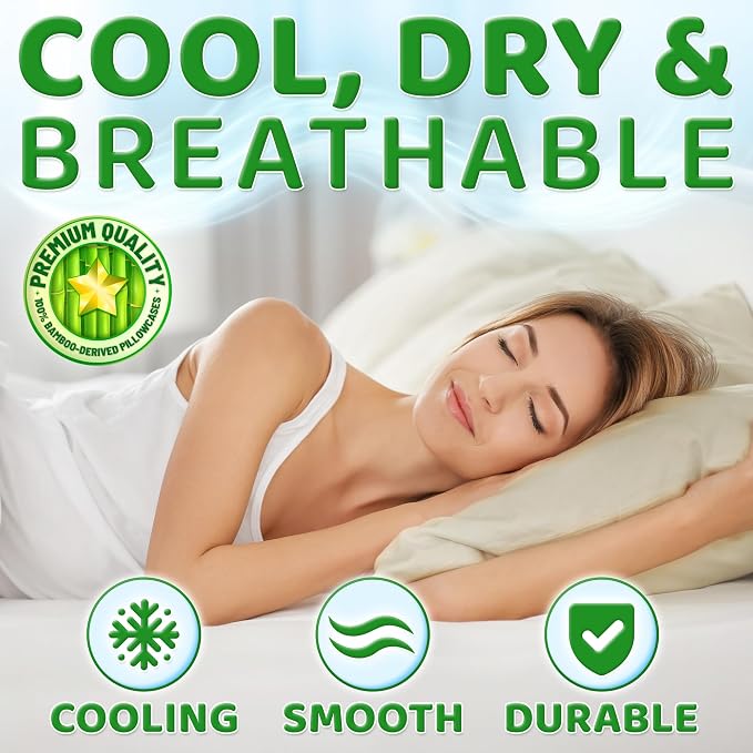 Pillow Cases - 100% Viscose Derived from Bamboo - Cooling Pillowcase - Standard - Image 3