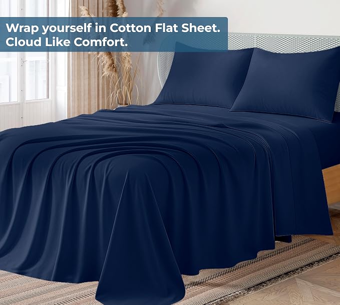 Royale Linens 100% Organic Cotton Twin Flat Sheet Only - Image 2