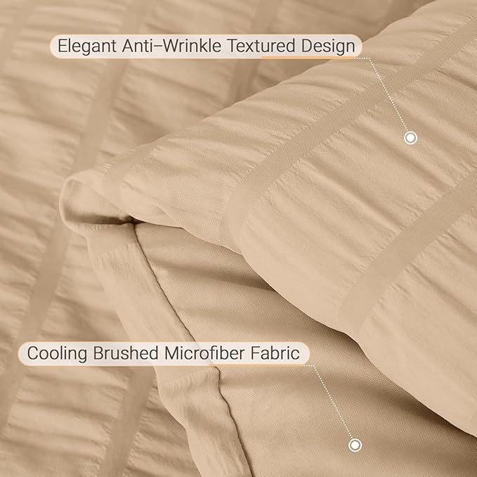 MUXHOMO 5 Pieces Twin Comforter Set, Seersucker Bed in a Bag Twin Size - Image 5