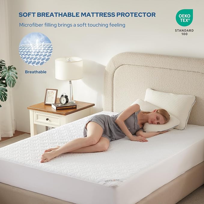 BEDLORE Waterproof Mattress Protector, Queen Size Noiseless Mattress Pad - Image 3