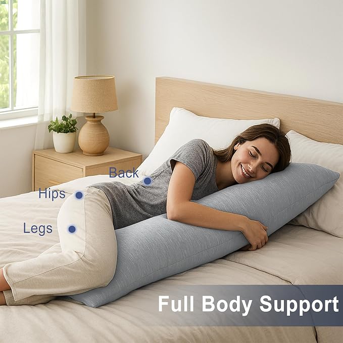 DWCN Cooling Body Pillow for Adults, 20x60 Inch Light Grey - Image 7