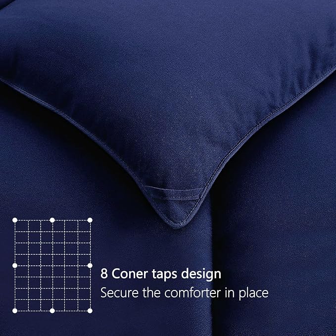 TEXARTIST Premium 2100 Series King Comforter All Season Breathable Navy Blue - Image 5