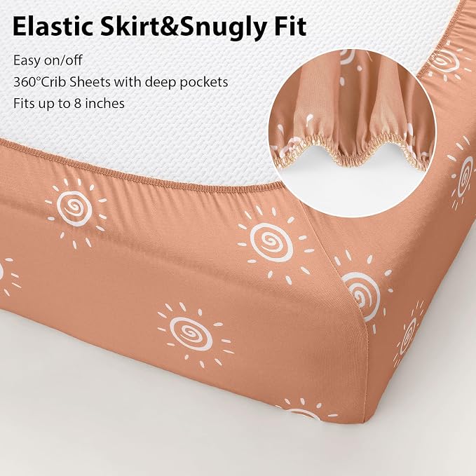 Baby Crib Sheets for Boys and Girls, 3 Pack Fitted Toddler Bed Sheets Neutral - Image 5