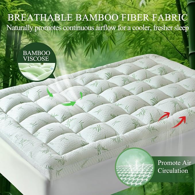 3 Inch King Mattress Topper, Plush Pillow Top Matress Topper - Image 2