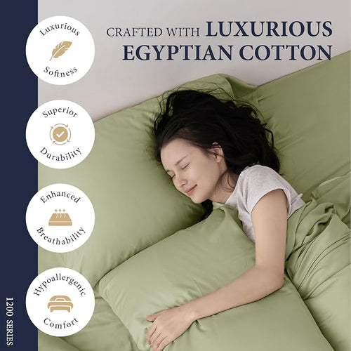 100% Egyptian Cotton Pillow Cases King Size Set of 2 - Image 2