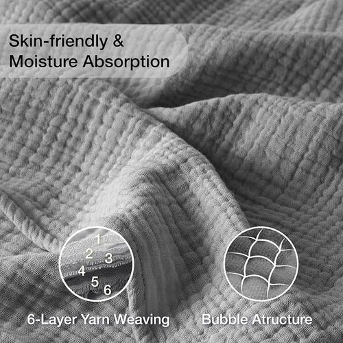 100% Cotton Muslin Blanket California King 120" x 90", 6 Layers Breathable and - Image 2