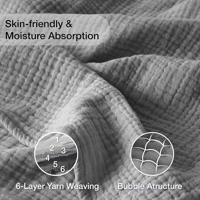 100% Cotton Muslin Blanket Twin XL 66" x 90", Breathable and Cooling Bed - Image 5