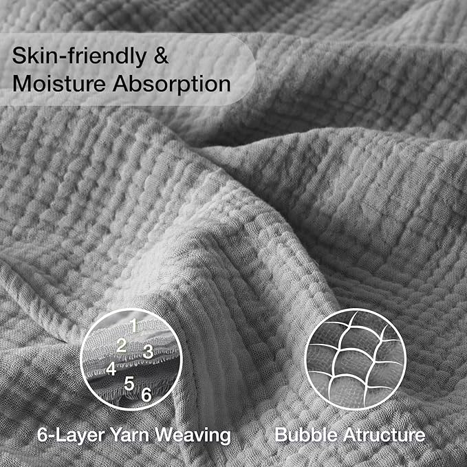 100% Cotton Muslin Blanket 40" x 40", Breathable and Lightweight Cotton Throw - Image 3