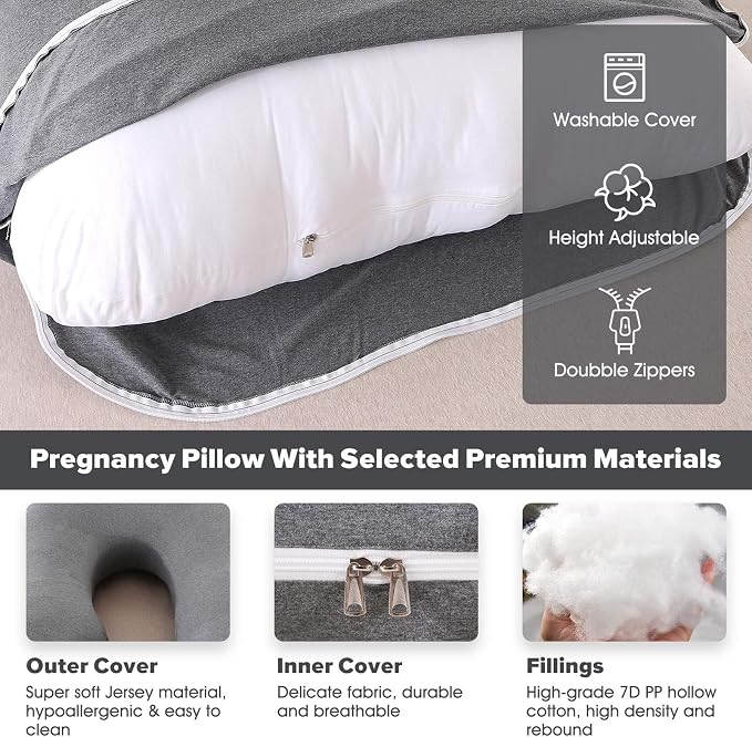 BATTOP Pregnancy Pillow for Sleeping, Full Body Pillow for Pregnancy Women - Image 5