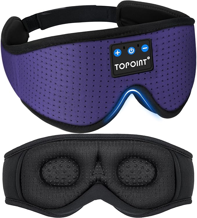 Sleep Mask with Headphones Bluetooth 5.4, TOPOINT 3D Eye Mask Blackout Breath by TOPOINT