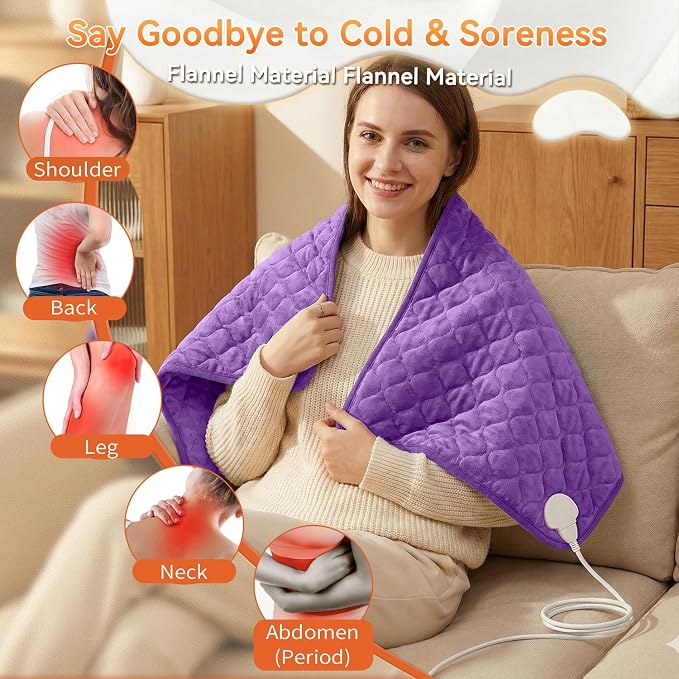 King Size Heating Pad for Back Pain 32"x24" Extra Large Electric Heating Pad - Image 3