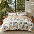 OAITE Duvet Cover King Size, Reversible Blooming Flower Orange Duvet Cover Set by OAITE