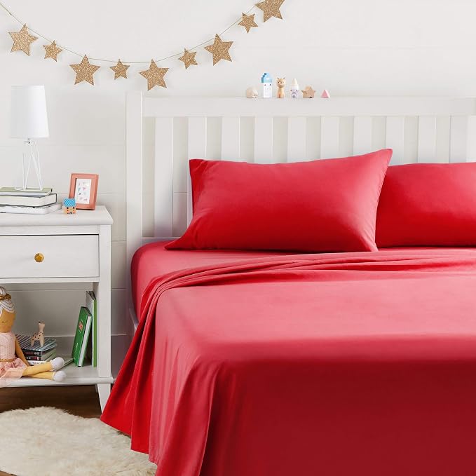 Amazon Basics Kid's Soft, Breathable, Easy-Wash Microfiber 4-Piece Sheet Set by AmazonBasics