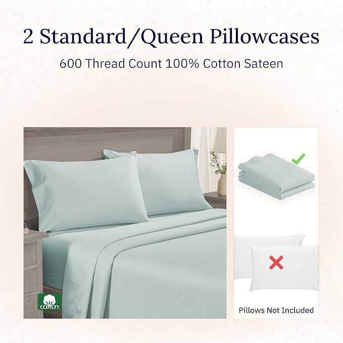 CALIFORNIA DESIGN DEN Luxuriously Soft Hotel Quality 600 Thread Count, 100% - Image 4
