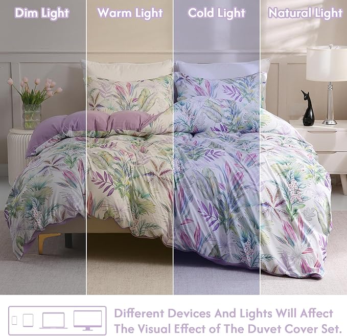 LONAVA Queen Botaincal 3 Pcs Duvet Cover Set, Breathable Soft Microfiber - Image 5