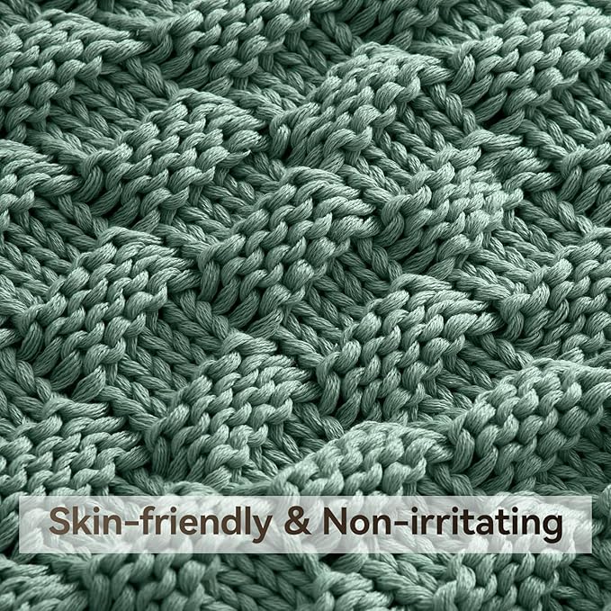 Knitted Weighted Blanket for Adult, No Beads Heavy Blanket 50” x 60'' 10lbs - Image 4