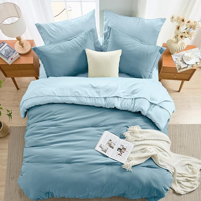 MUXHOMO 7 Pieces King Comforter Set, Soft Bed in a Bag King Size, All Season - Image 8