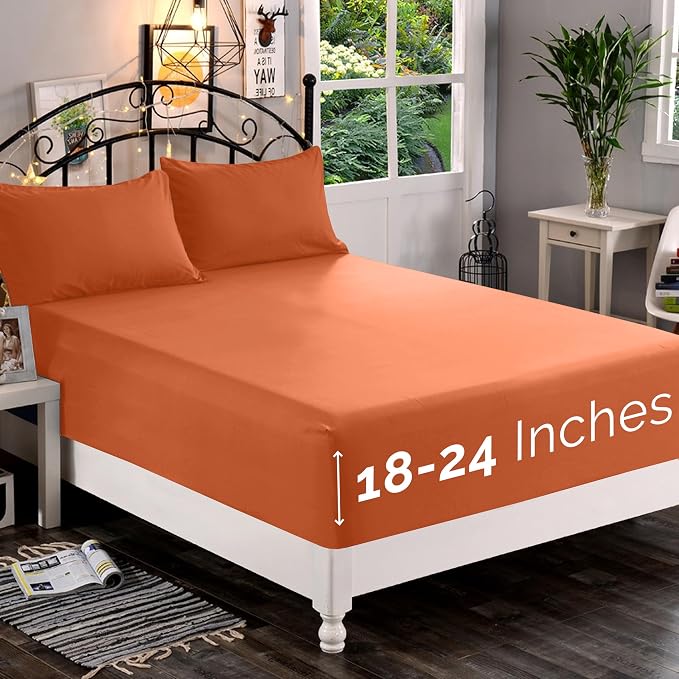 Elegant Comfort 1500 Premium Quality Fitted Sheet Ultra Soft 18-24 Inch Extra by ELEGANTCOMFORT