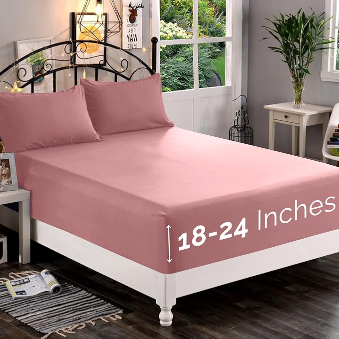 Elegant Comfort 1500 Premium Quality Fitted Sheet Ultra Soft 18-24 Inch Extra by ELEGANTCOMFORT