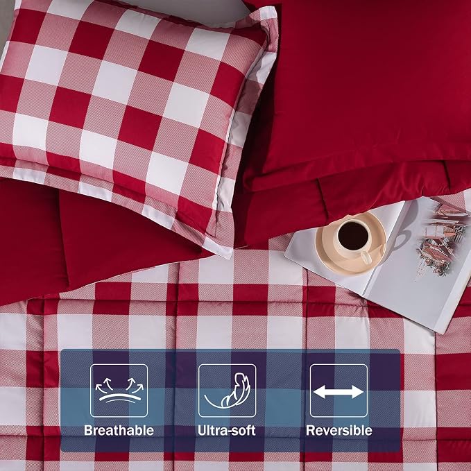 downluxe Lightweight Plaid Comforter Set - Image 6