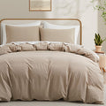 LOVQUE Linen Grey Duvet Cover Full Size, 100% Washed Cotton Linen Like Bedding by LOVQUE