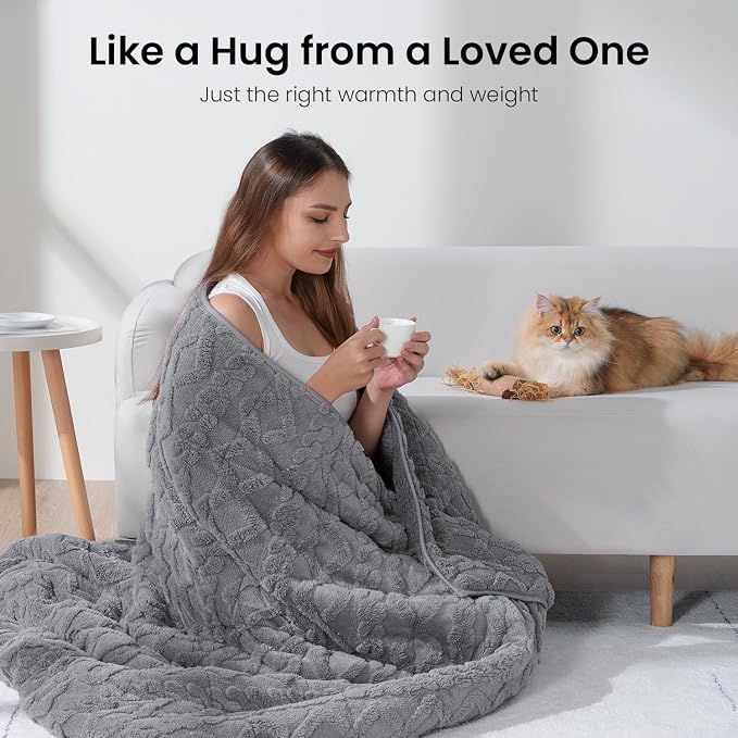 Drewin Fleece Weighted Blanket Queen Size, Ultra-Comfy Furry Sherpa Heavy - Image 4