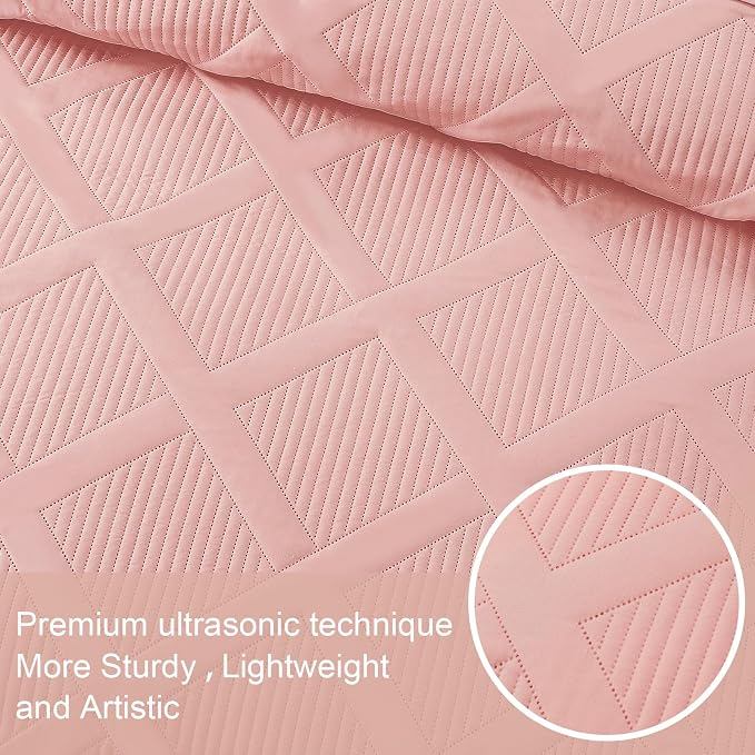 Exclusivo Mezcla Oversized King Quilt Set- Blush Pink Cal King Quilts Bedding - Image 5