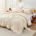 FUANNA King Size Comforter Set Beige, 3 Pieces Ruffle King Bedding Set by FUANNA