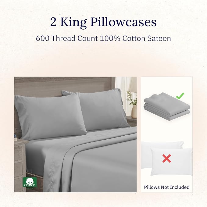 CALIFORNIA DESIGN DEN Luxuriously Soft Hotel Quality 600 Thread Count, 100% - Image 4