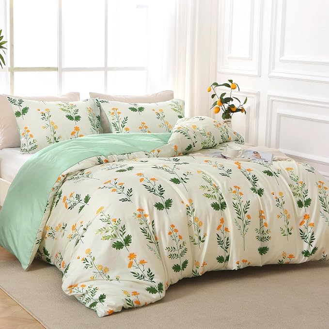 MUXHOMO Duvet Cover Queen Size, Reversible Floral Vintage Duvet Cover Set - Image 3