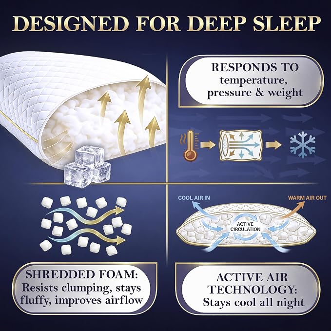 Royal Therapy King Shredded Memory Foam Bed Pillow – Adjustable Memory Foam - Image 10