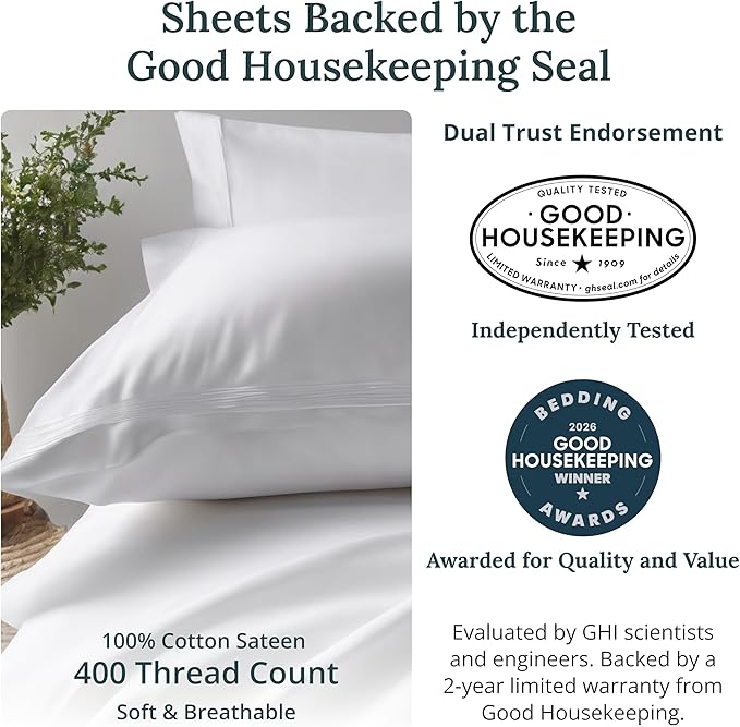 California Design Den Soft 100% Cotton Queen Size Bed Sheets Set, 400 Thread - Image 2
