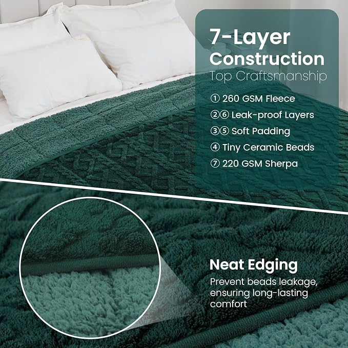 Drewin Weighted Blanket for Adults Queen Size 15 lbs, Soft Fuzzy Jacquard - Image 6