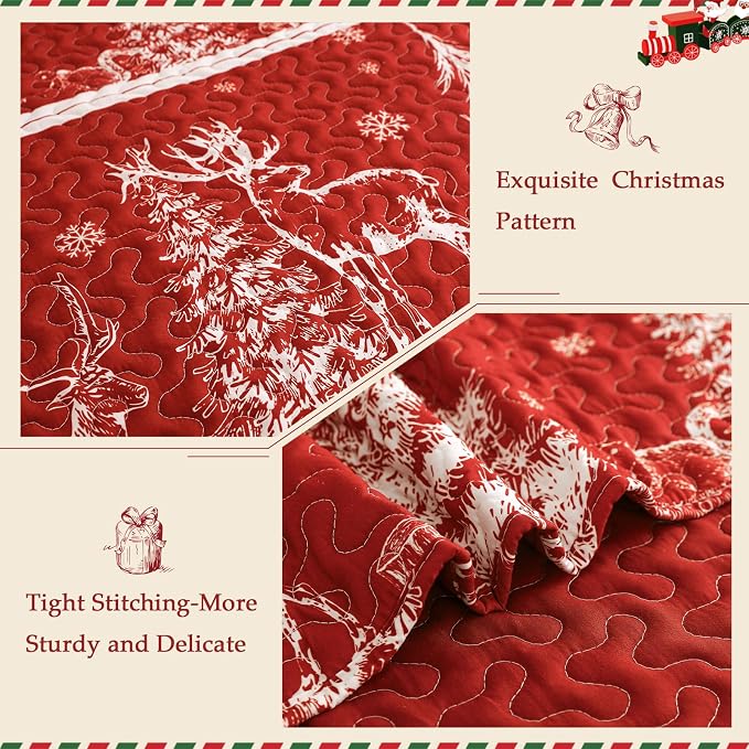 Exclusivo Mezcla Reversible Christmas Quilts Queen Size - Image 4