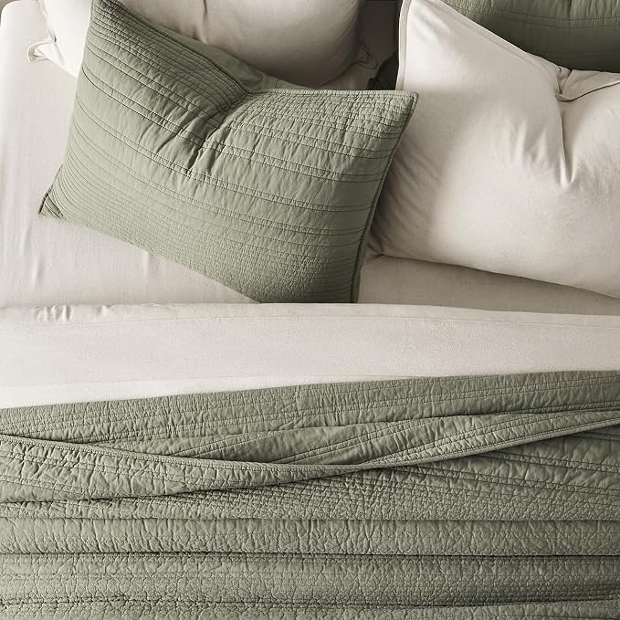 EVERGRACEHOME 100% Cotton Modern Lines Quilt Set King Size, Pre-Washed Soft - Image 3