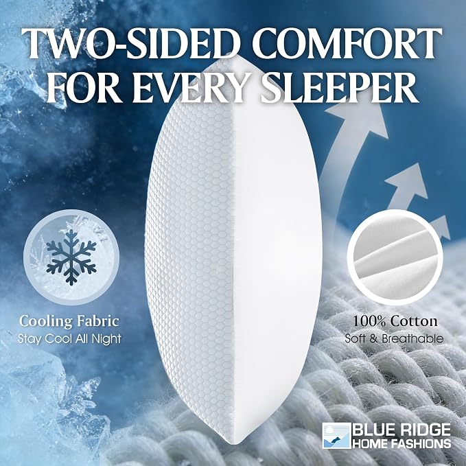 Blue Ridge Home Fashions Cooling Bed Pillows King Size Set of 2, Reversible - Image 2