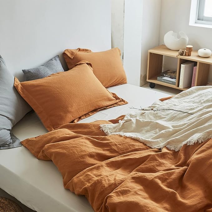 Simple&Opulence 100% Linen Duvet Cover Set 3pcs Basic Style Natural French - Image 7